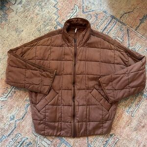 Women’s Free People Brown Quilted Puffer Jacket - Classic Zip Front